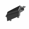 Black angular right headlight housing for Polaris ATV with mounting bracket and connectors.