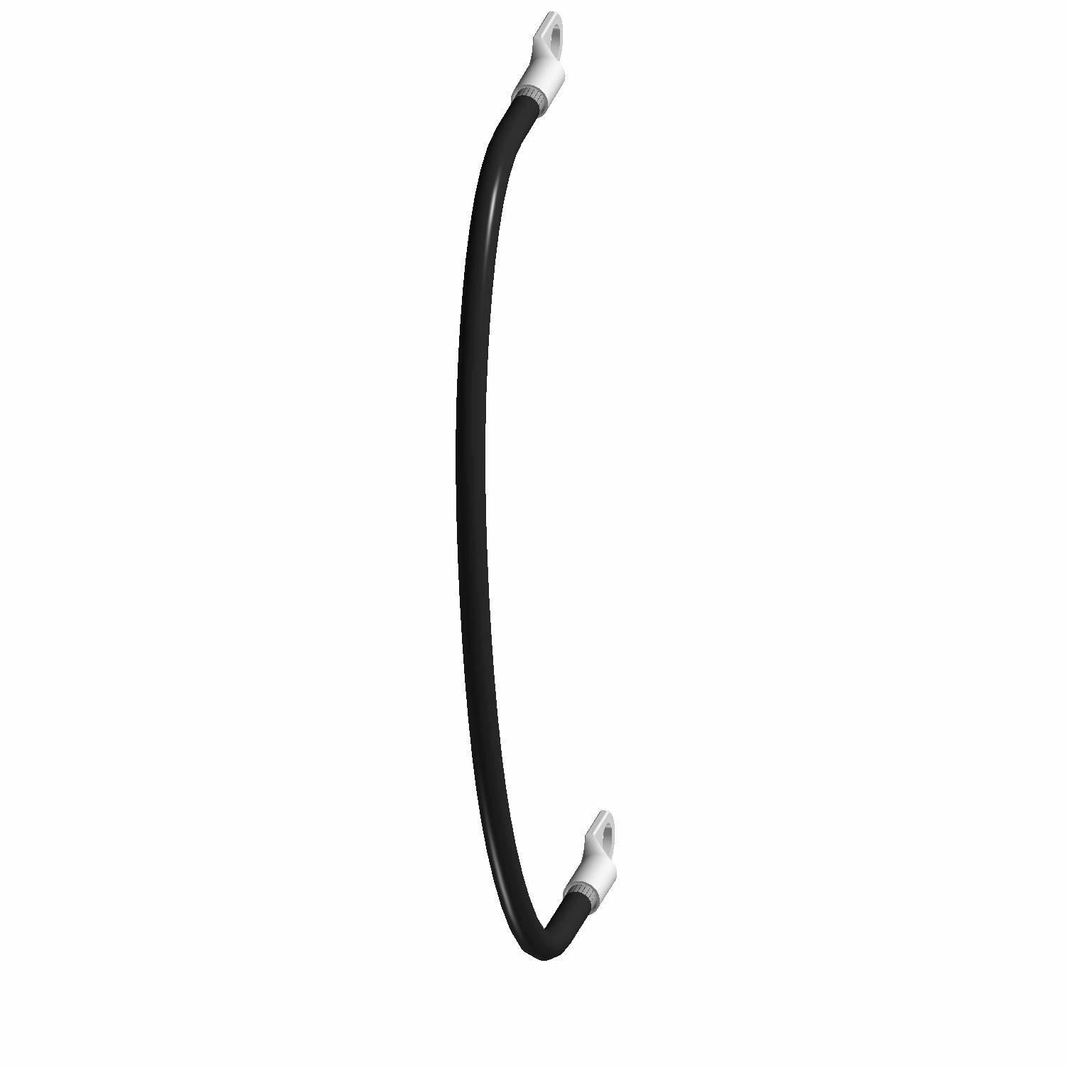Black insulated negative battery cable with metal terminal connectors on both ends.