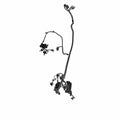 Black molded plastic and rubber motorcycle chassis wiring harness with integrated connectors and cables.