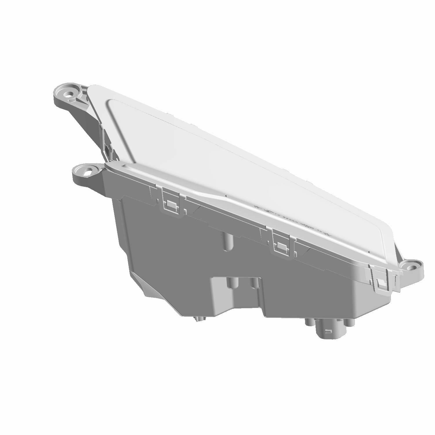 White and gray angular LED headlight with mounting points for left side Polaris vehicle.