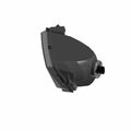 Black plastic left side headlight housing for Polaris Ranger UTV with angular design and mounting points.