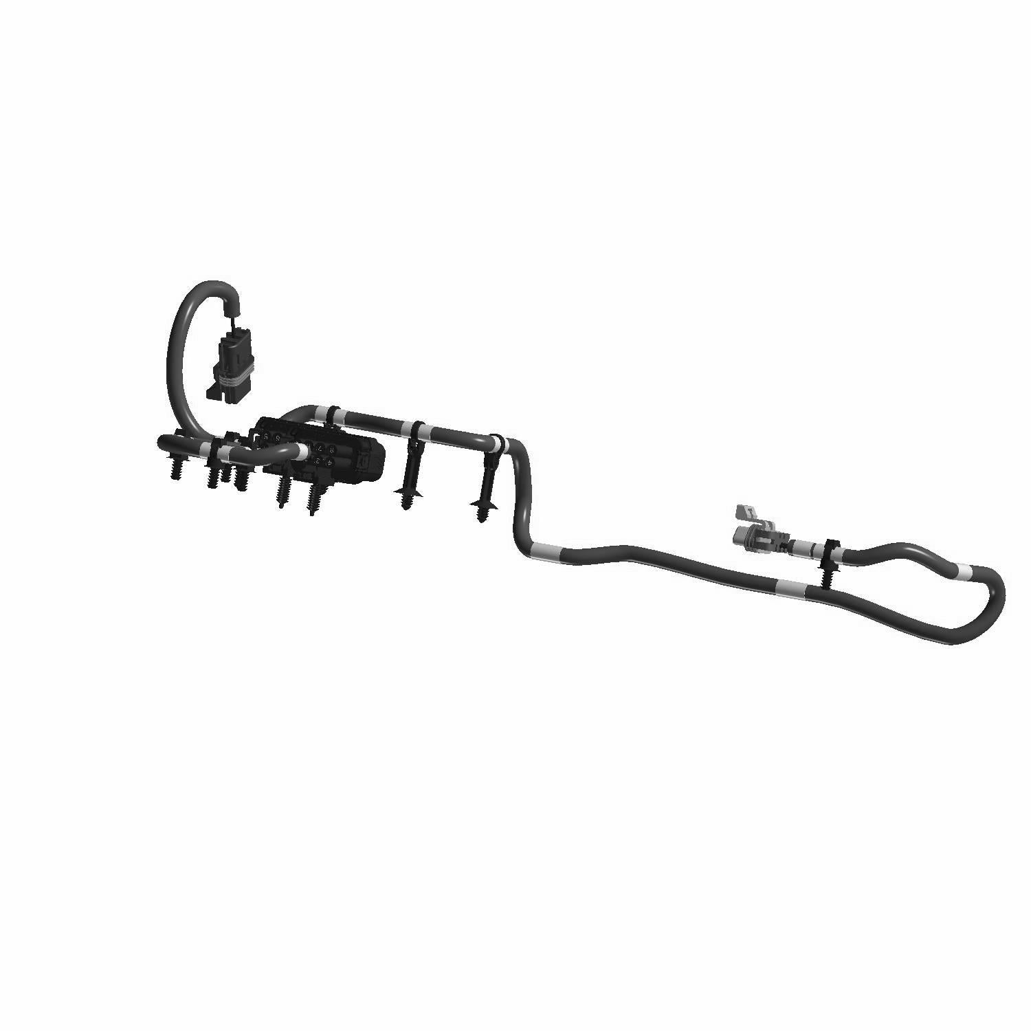 Black plastic and rubber windshield wiper fuse harness with multiple connectors and mounting clips.