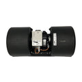 Black dual-cylinder blower heater and A/C unit with central metallic motor and wiring components.