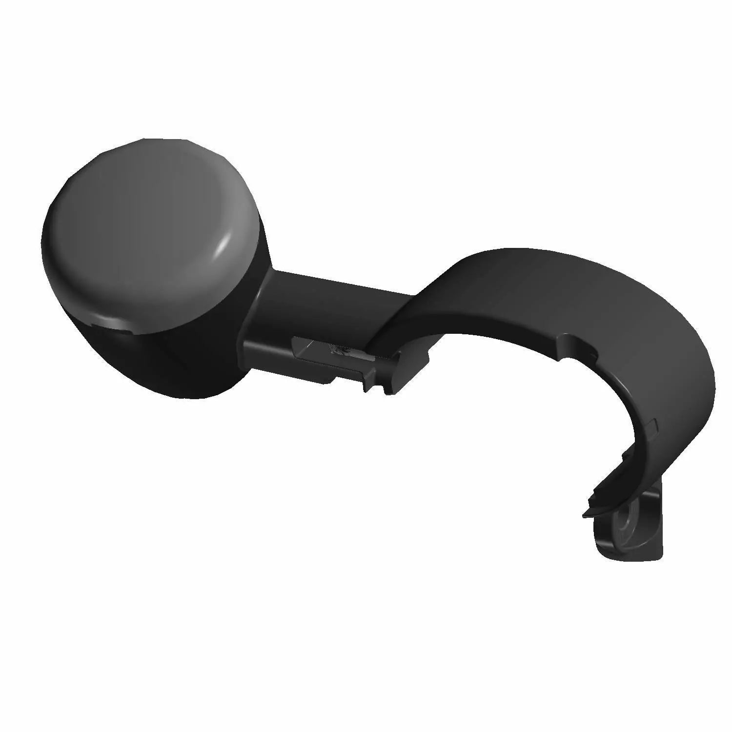 Black plastic LED front right turn signal housing with rounded lens cover and mounting bracket.