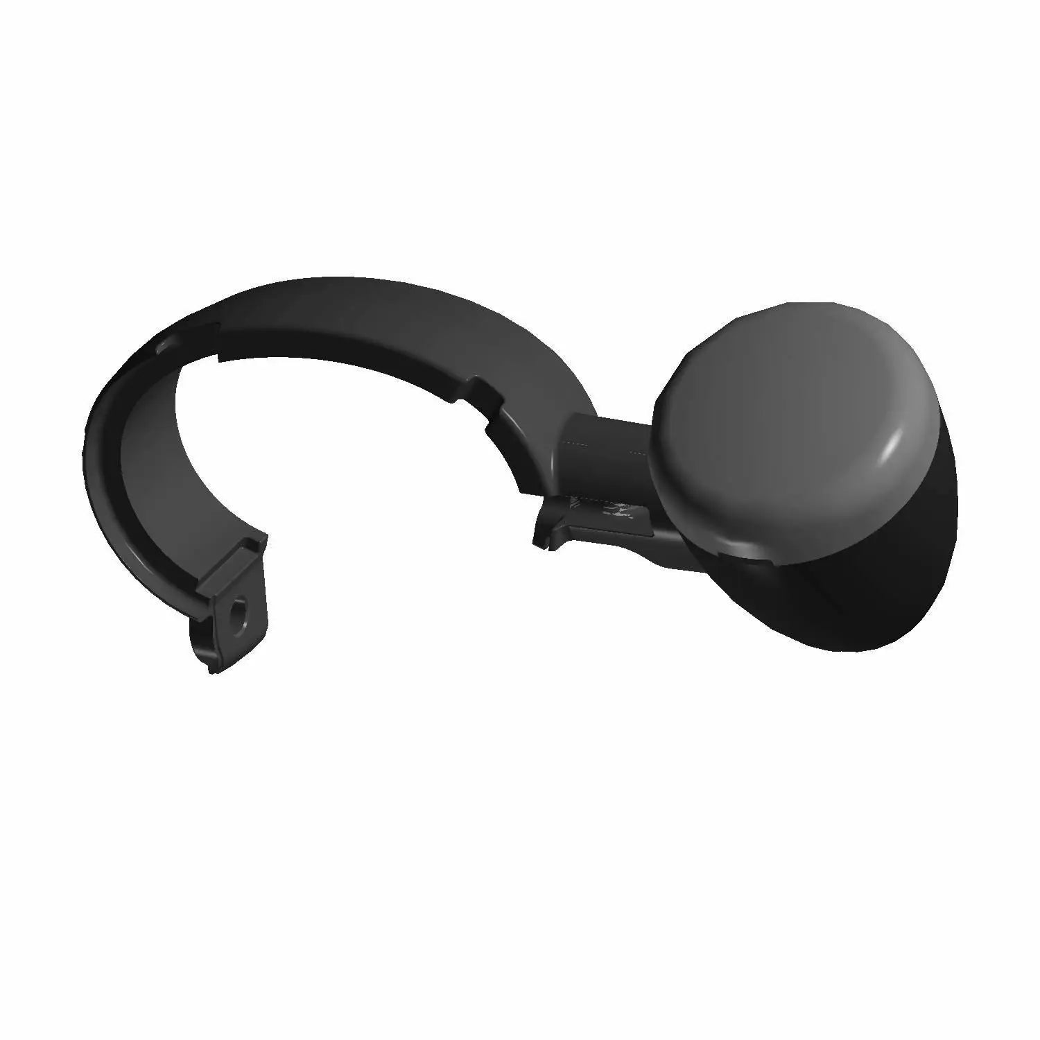 Black front left LED turn signal with rounded lens and curved mounting arm.