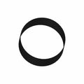 Black flat circular rubber gasket or harness component with smooth surface and uniform width.