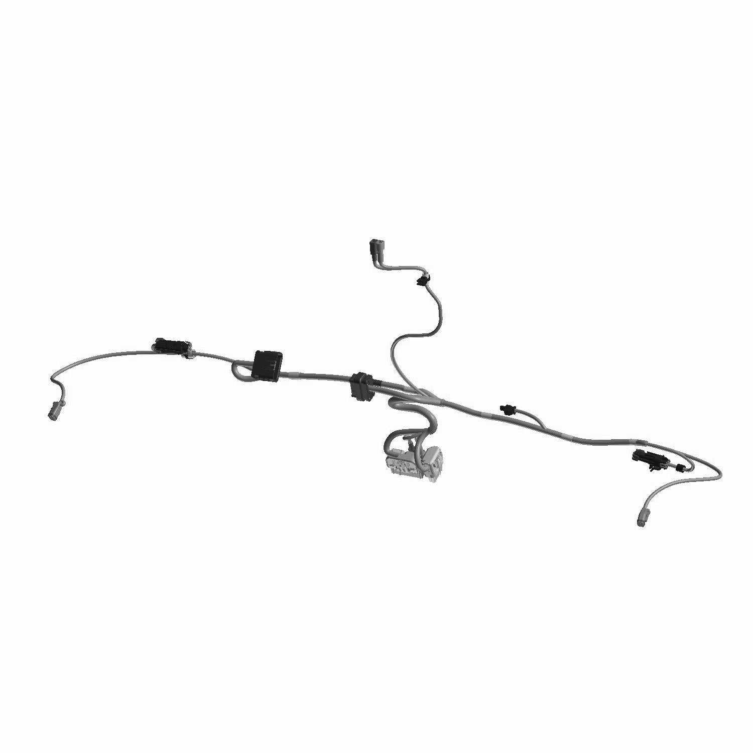 Black wiring harness with multiple connectors and integrated speaker component for Polaris UTV dash installation.