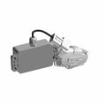 Compact gray wireless winch remote module with black cable and mounting bracket.