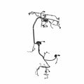 Black automotive chassis wiring harness with multiple connectors and integrated clips.