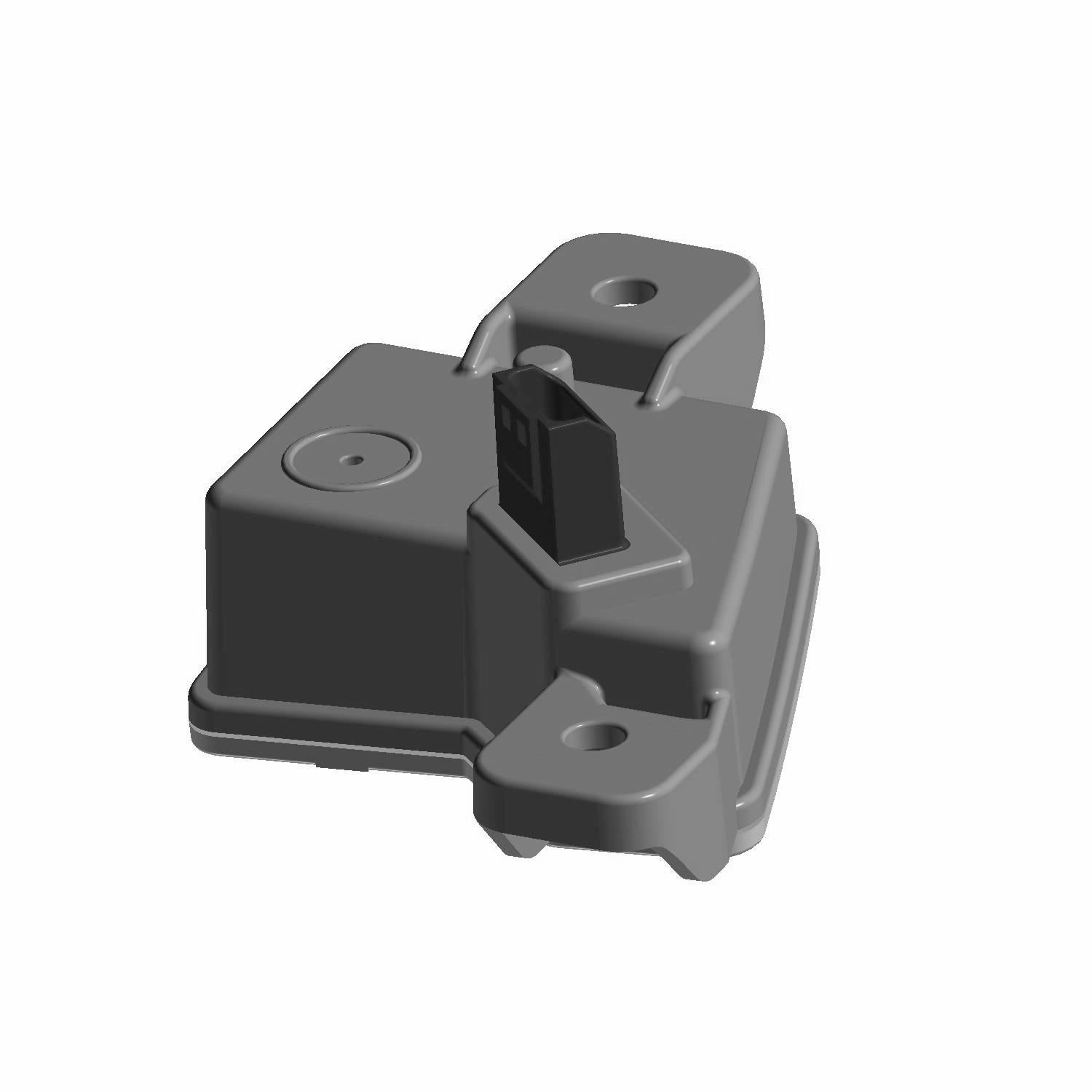 Matte black angular plastic Dash Light housing with mounting holes and electrical connector plug.