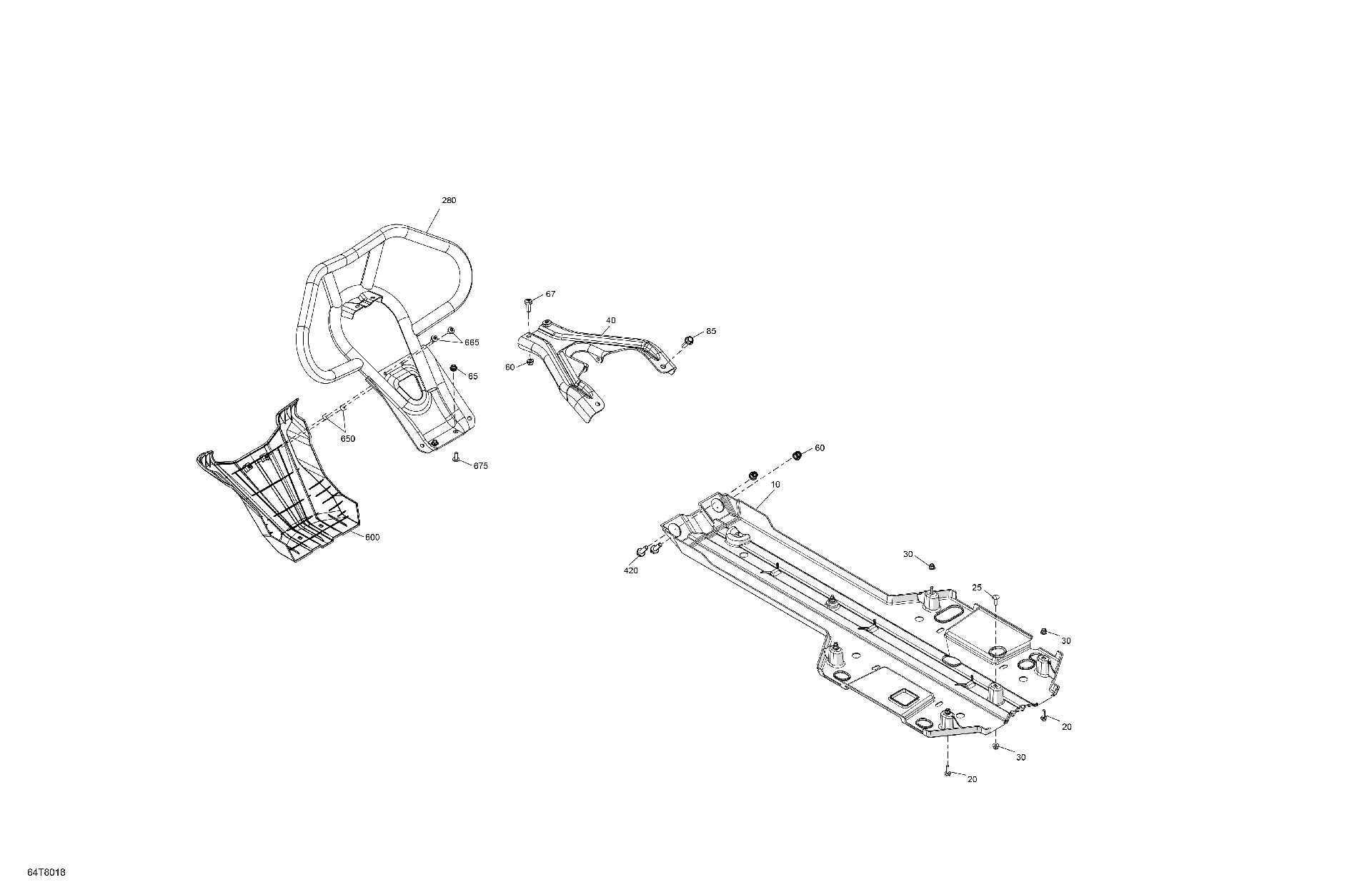 An Image of a Genuine Can-Am Parts Schematic Diagram showing the schematic - BODY - SKID PLATE AND BUMPER