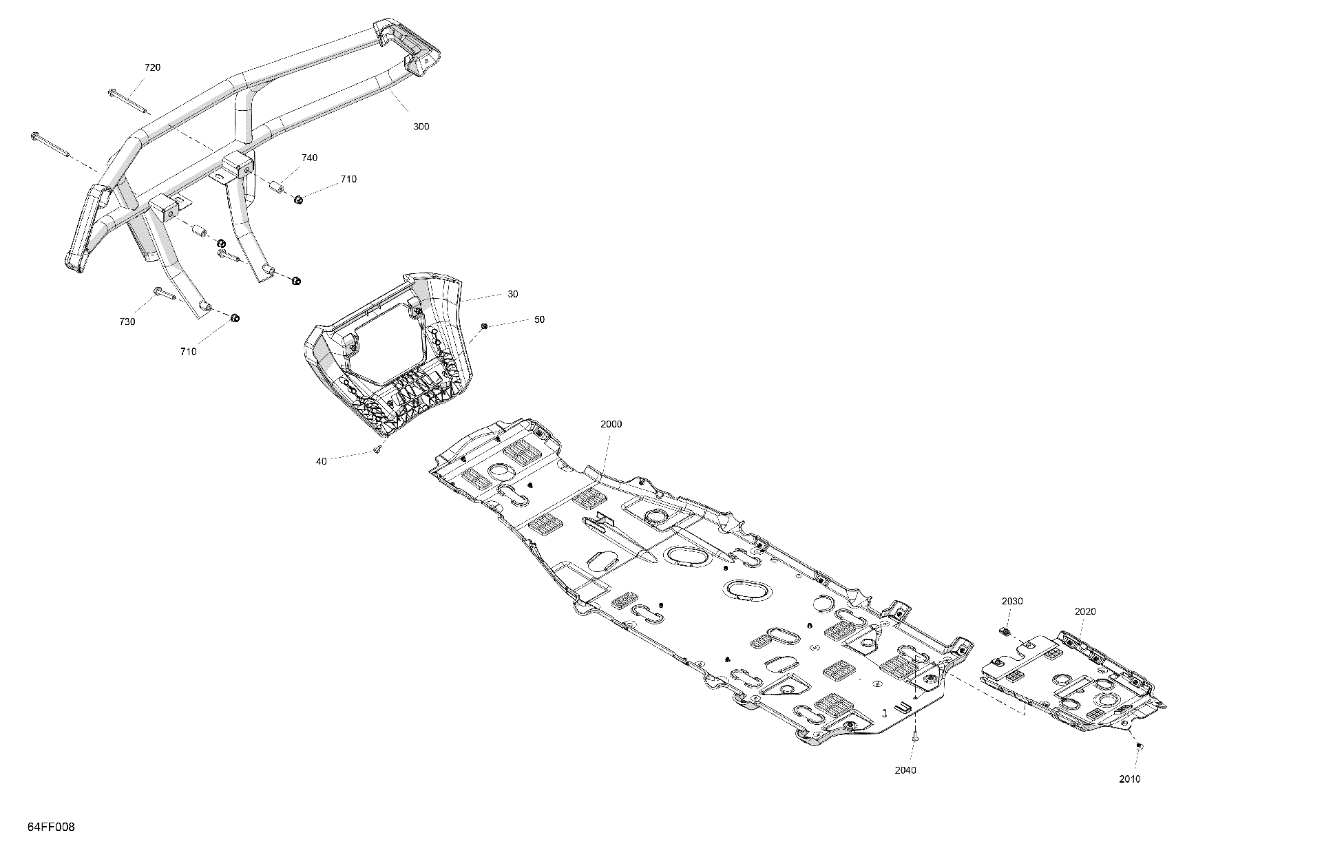 An Image of a Genuine Can-Am Parts Schematic Diagram showing the schematic - BODY - SKID PLATE AND BUMPER
