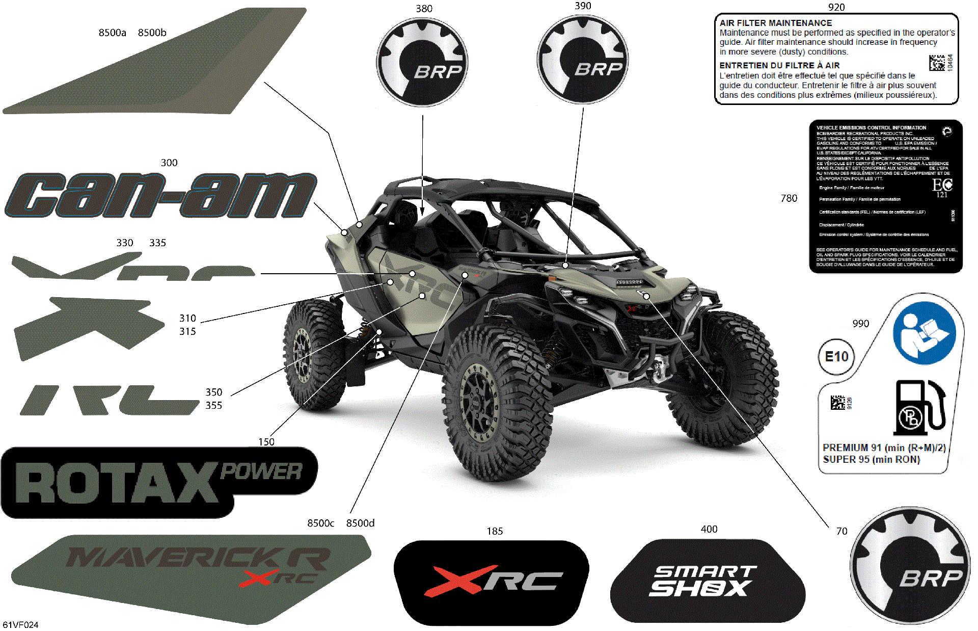 An Image of a Genuine Can-Am Parts Schematic Diagram showing the schematic - BODY - DECALS