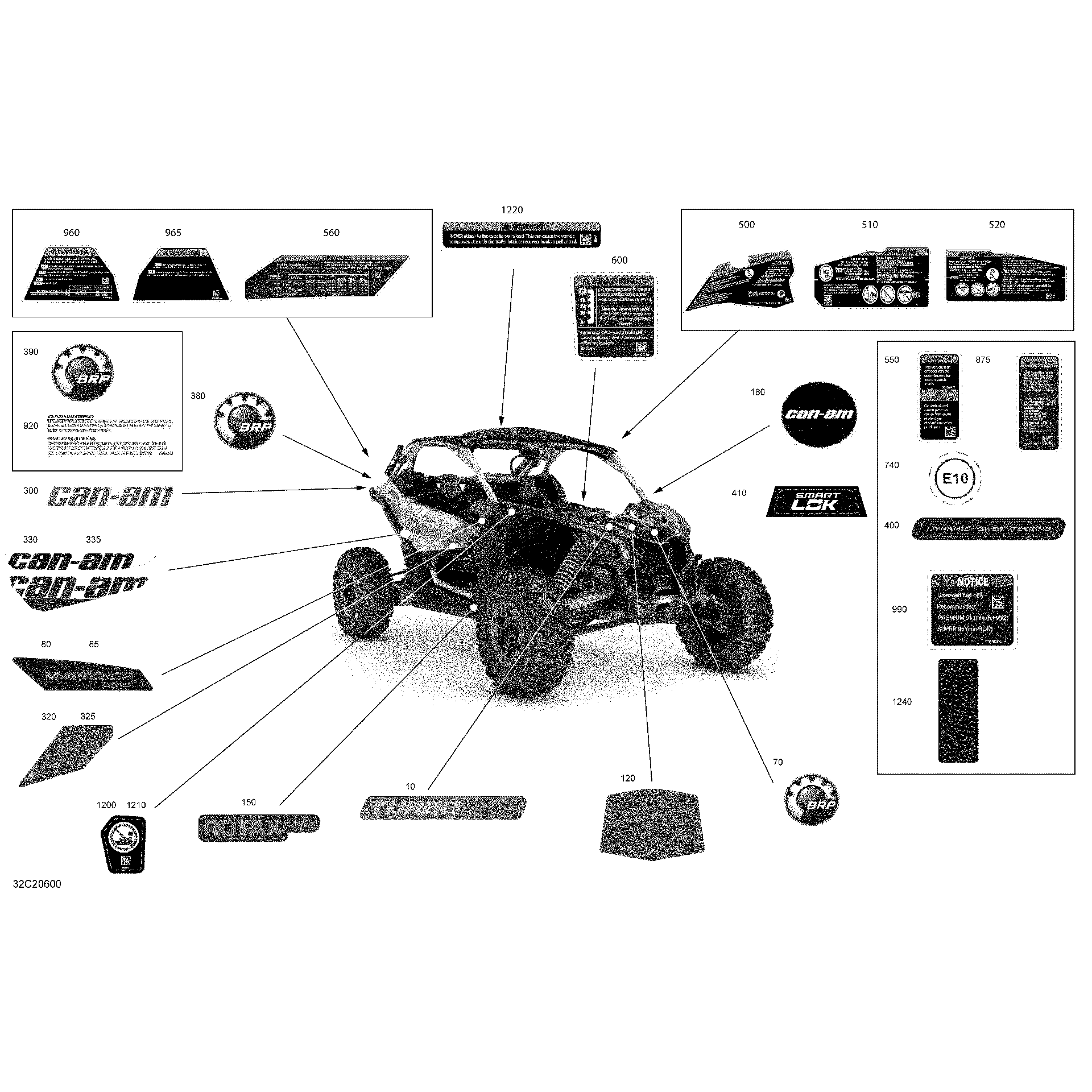 An Image of a Genuine Can-Am Parts Schematic Diagram showing the schematic - DECALS - X RS