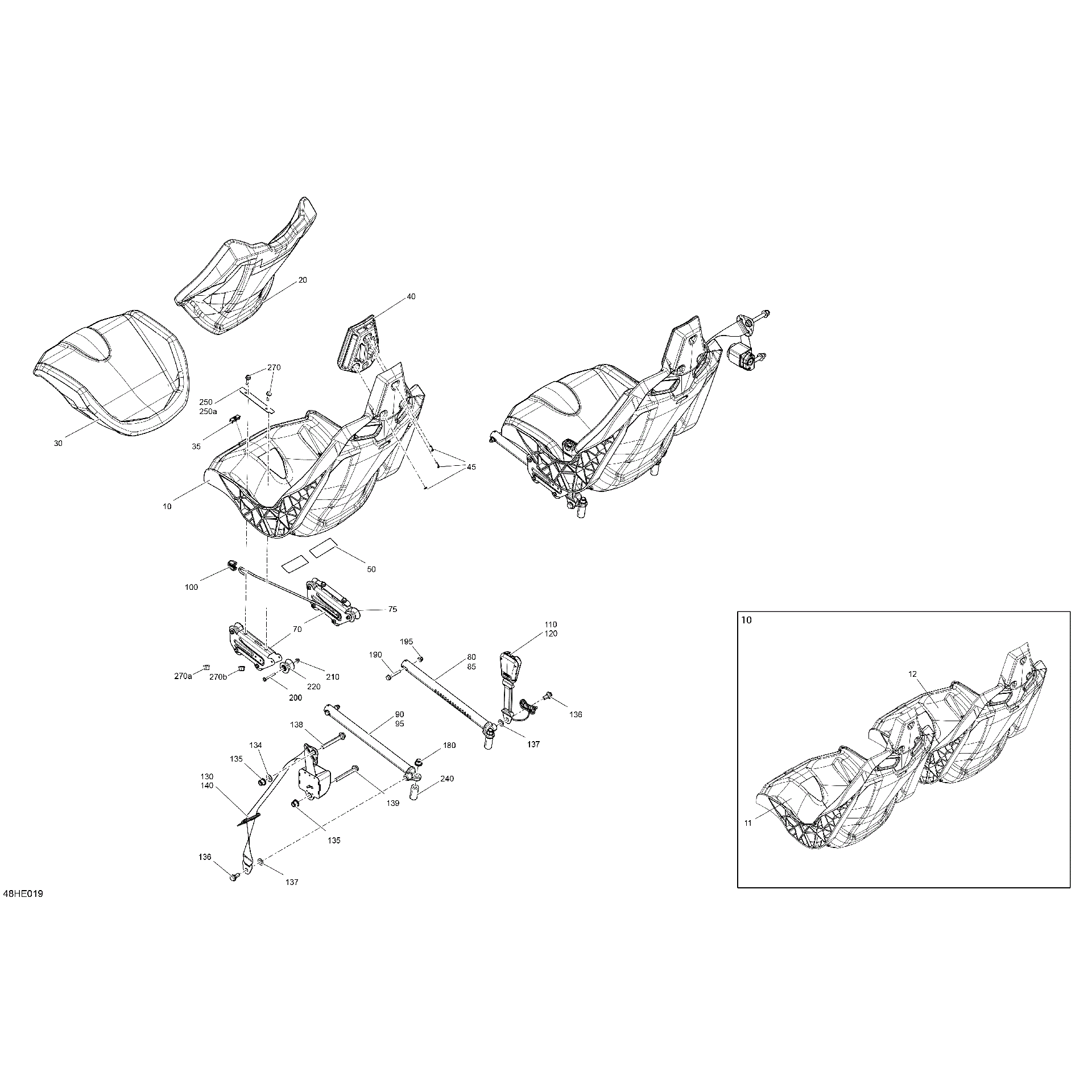 An Image of a Genuine Can-Am Parts Schematic Diagram showing the schematic - BODY - SEAT