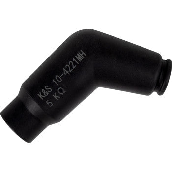 The Spark Plug Resistor Cover by Moose Offroad is a black, angled cap with white K&S 10-4221MH 5 KΩ text, designed for automotive or motorcycle spark plugs and features a waterproof design for reliable performance.