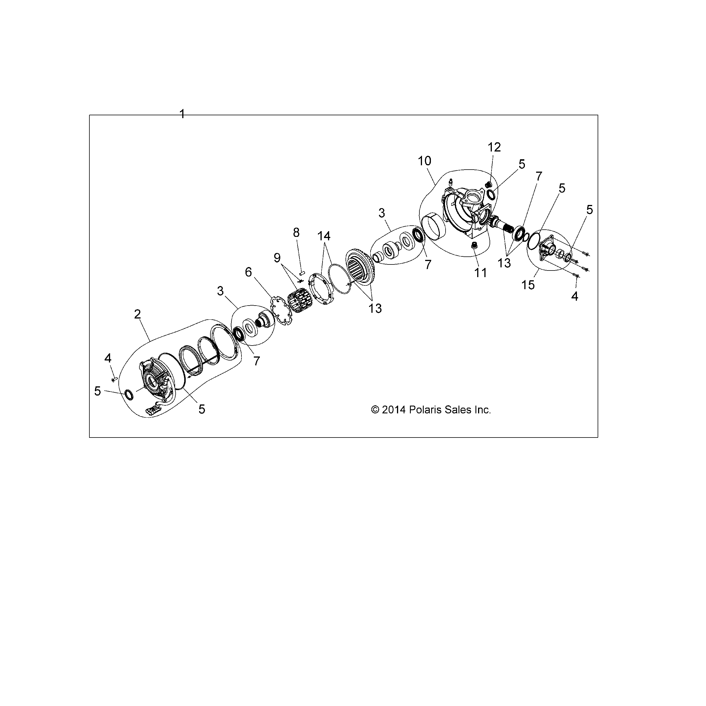 An Image of a Genuine Polaris Parts Schematic Diagram showing the schematic - DRIVE TRAIN: FRONT GEARCASE INTERNALS - 2021 POLARIS SPORTSMAN 850 HIGH LIFTER