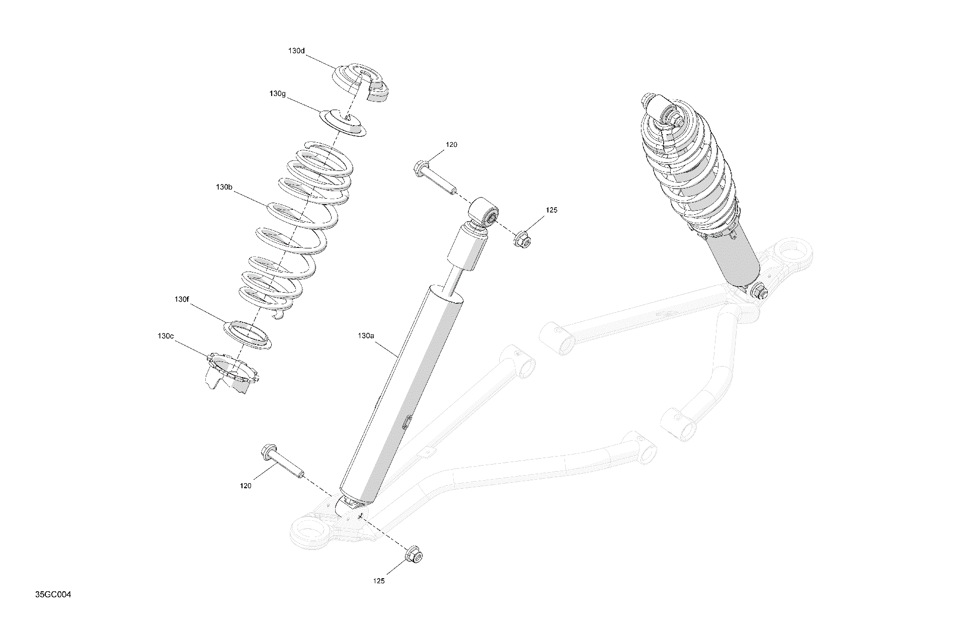 An Image of a Genuine Can-Am Parts Schematic Diagram showing the schematic - SUSPENSION - FRONT SHOCKS