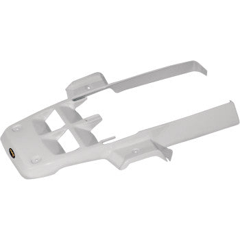 White Racing Front End Fender by Maier, made from high-density polyethylene in OEM color-matched finish, shown from above at an angle against a plain background, featuring precise mounting points and cutouts.