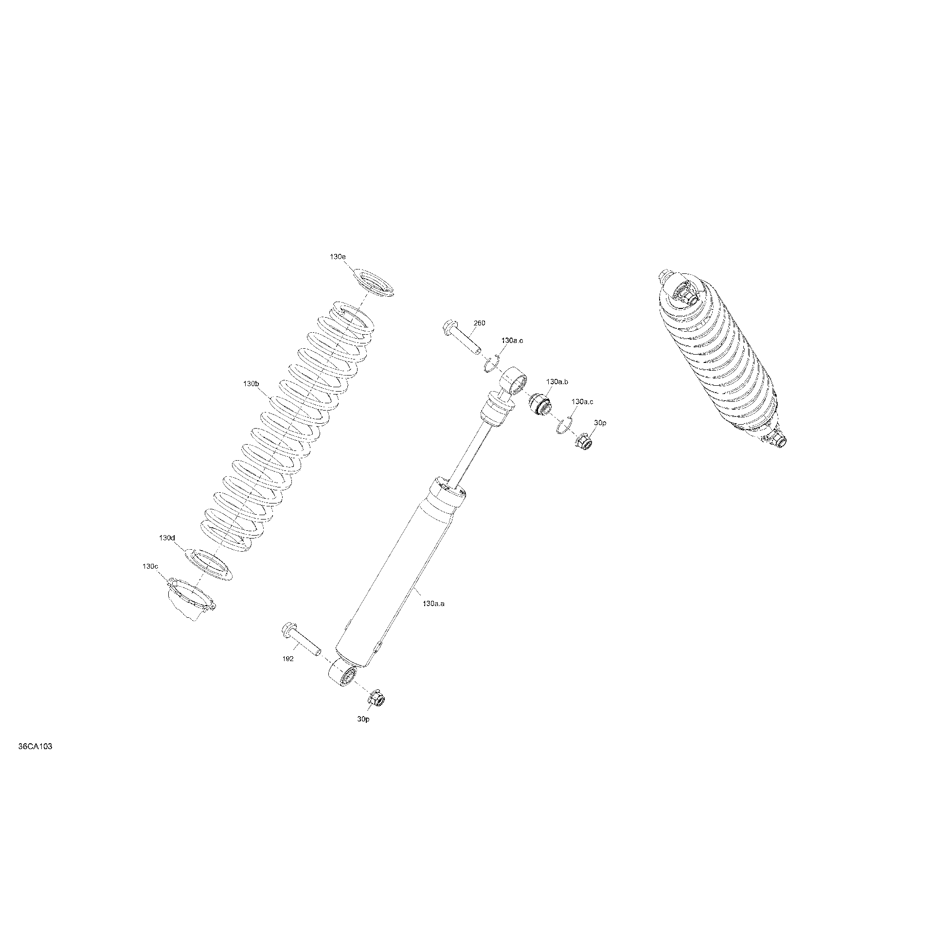 An Image of a Genuine Can-Am Parts Schematic Diagram showing the schematic - SUSPENSION - FRONT SHOCKS - DPS