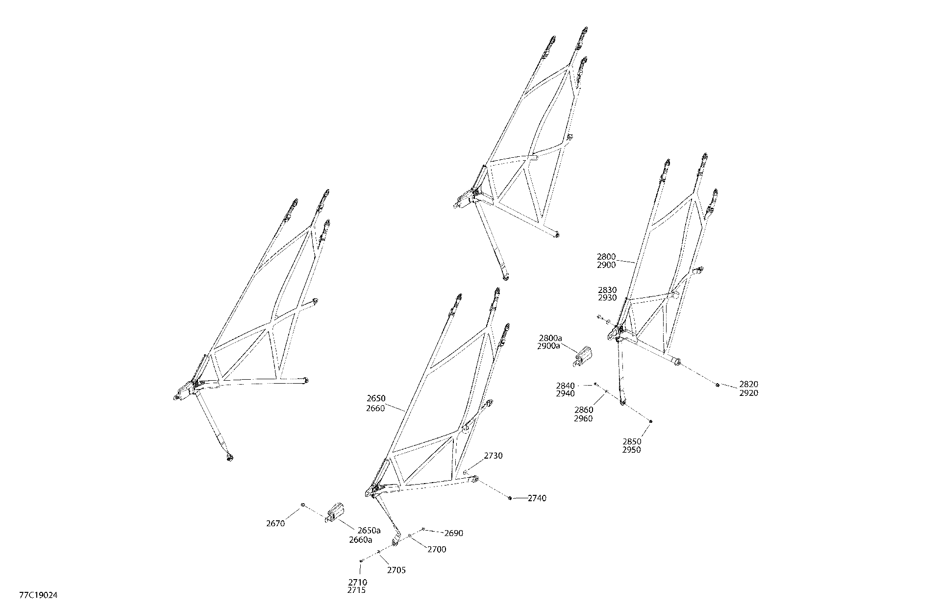 An Image of a Genuine Can-Am Parts Schematic Diagram showing the schematic - CAB INTERIOR COMMANDER MAX - SAFETY NET