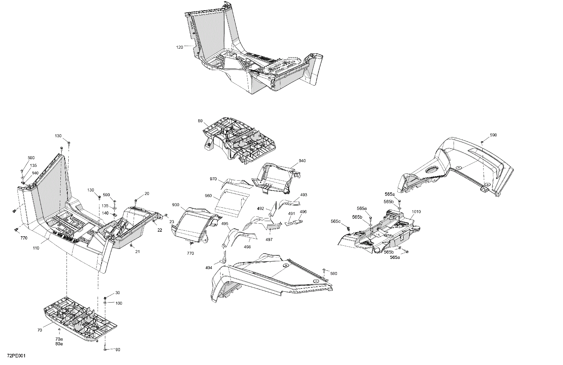 An Image of a Genuine Can-Am Parts Schematic Diagram showing the schematic - BODY - REAR SECTION