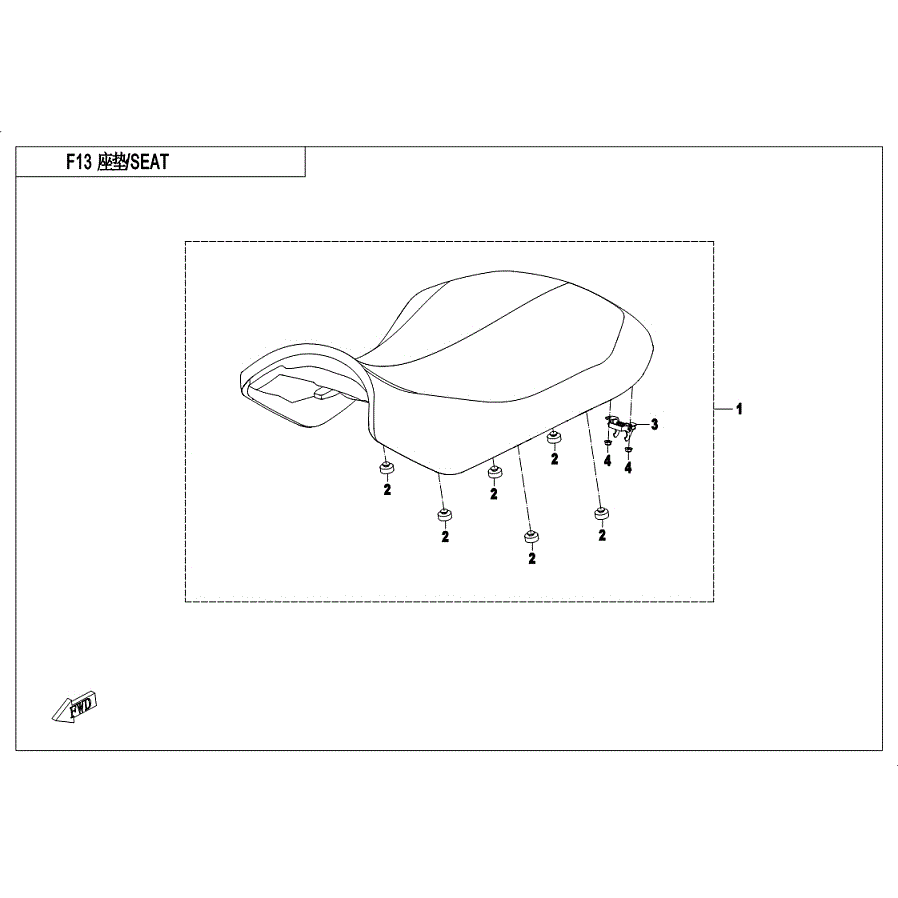 An Image of a genuine CFMOTO Parts Schematic Diagram showing the group - SEAT - 2019 CFMOTO CFORCE 500 S