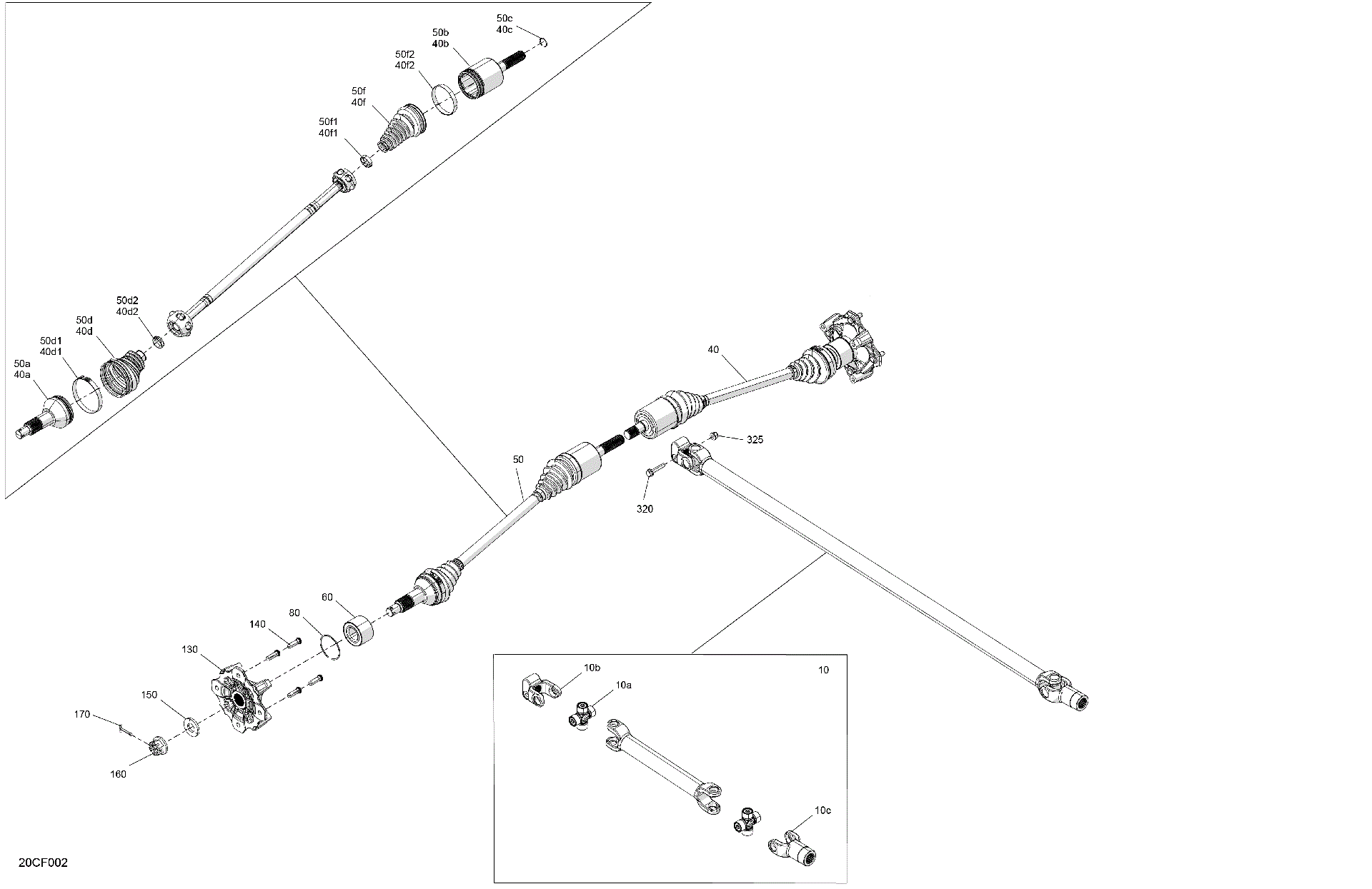 An Image of a Genuine Can-Am Parts Schematic Diagram showing the schematic - DRIVE - FRONT - COMMON PARTS