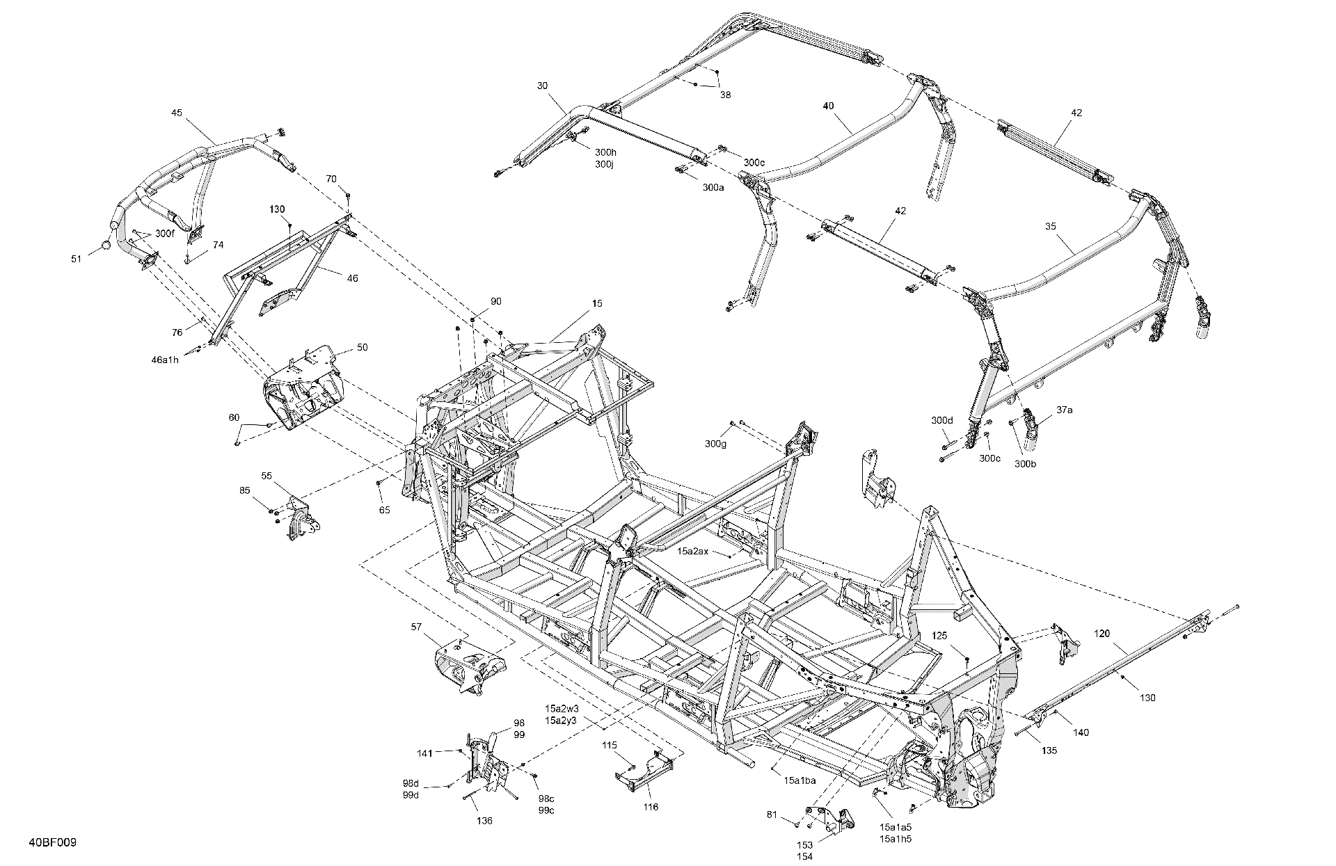 An Image of a Genuine Can-Am Parts Schematic Diagram showing the schematic - FRAME - SYSTEM