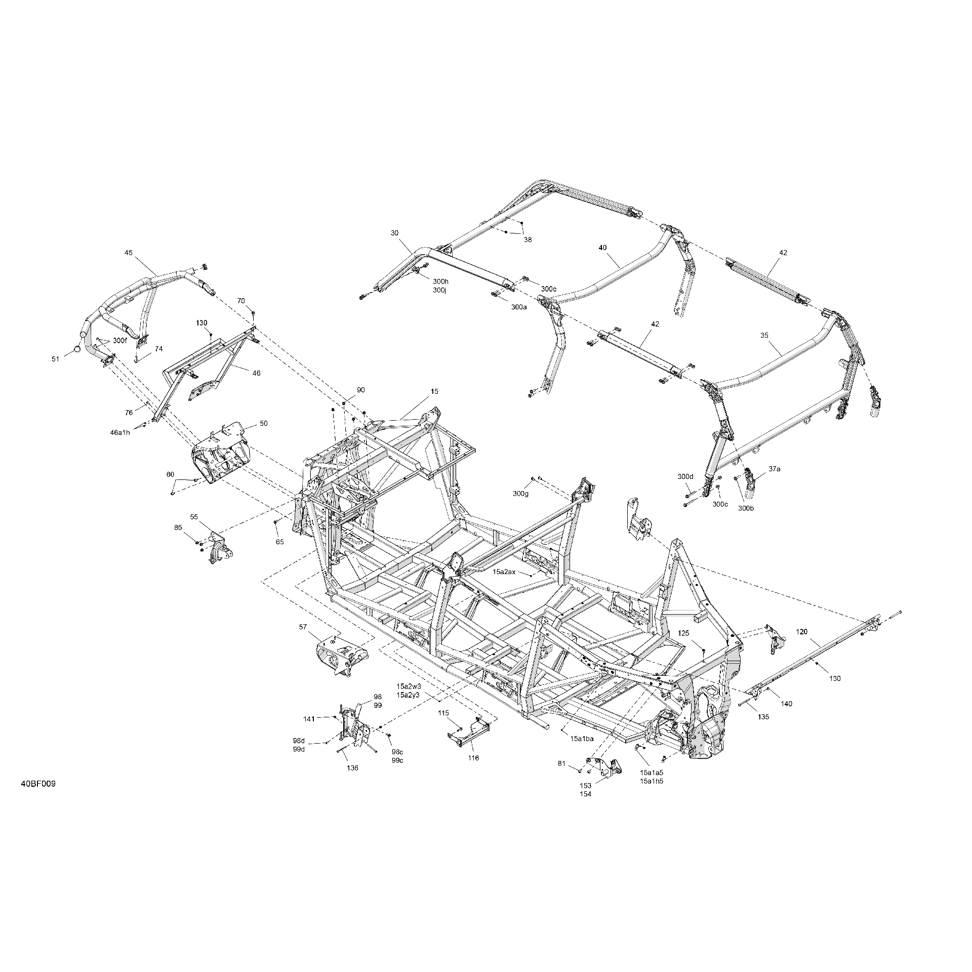 An Image of a Genuine Can-Am Parts Schematic Diagram showing the schematic - FRAME - SYSTEM