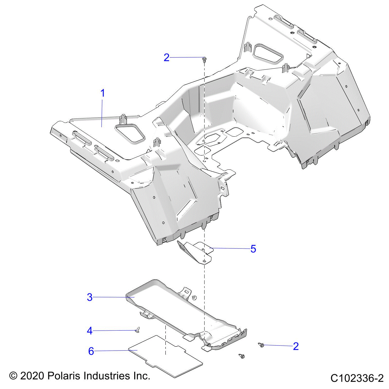 An Image of a Genuine Polaris Parts Schematic Diagram showing the schematic - BODY: REAR CAB - 2021 POLARIS SPORTSMAN XP 1000 S 55"