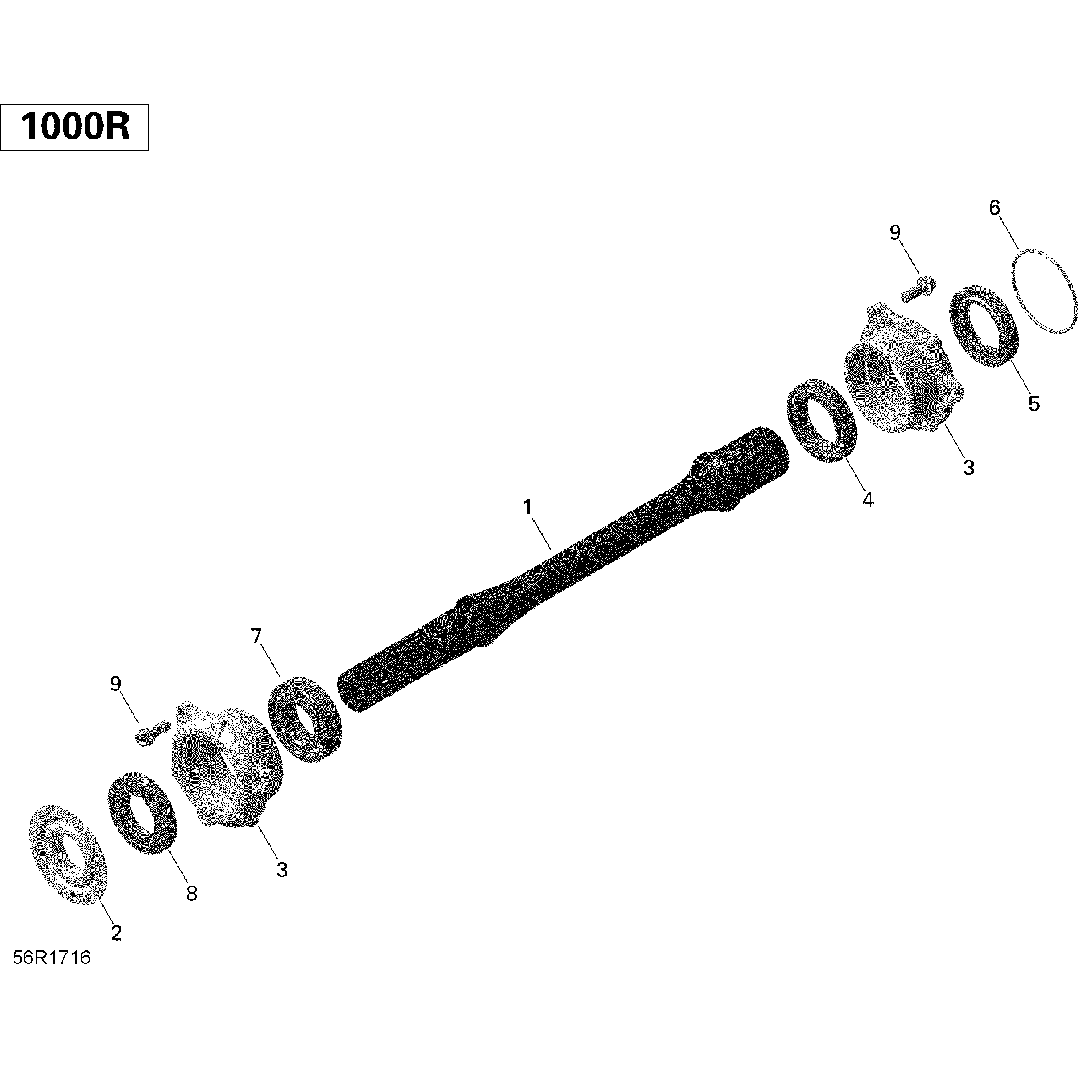 An Image of a Genuine Can-Am Parts Schematic Diagram showing the schematic - DRIVE SHAFT - 1000R