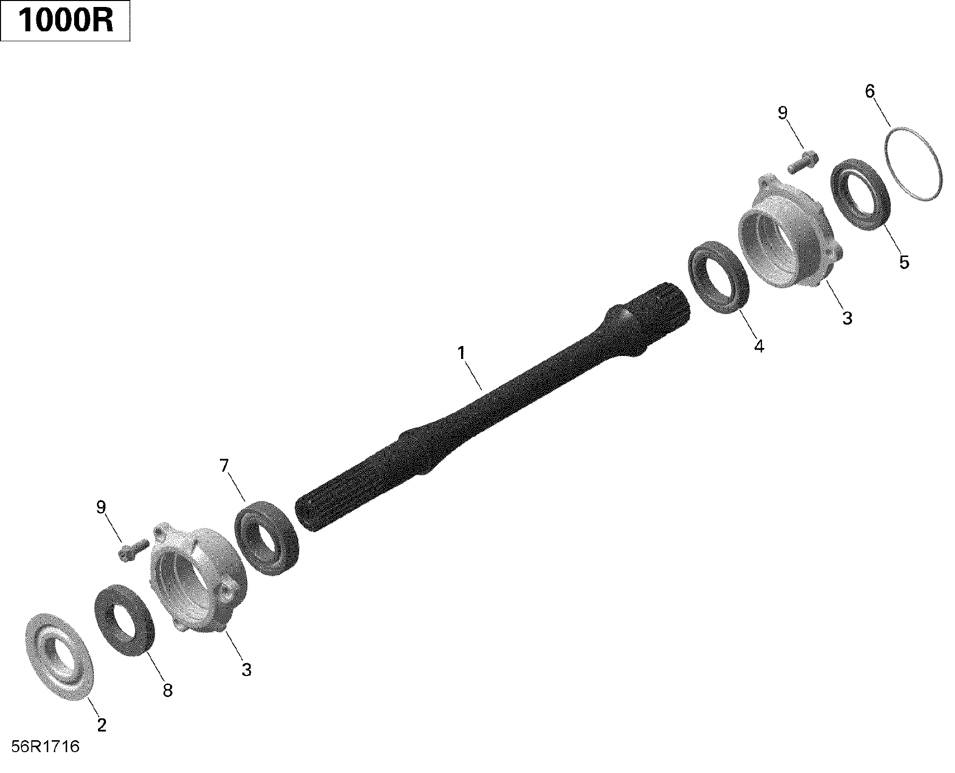 An Image of a Genuine Can-Am Parts Schematic Diagram showing the schematic - DRIVE SHAFT - 1000R