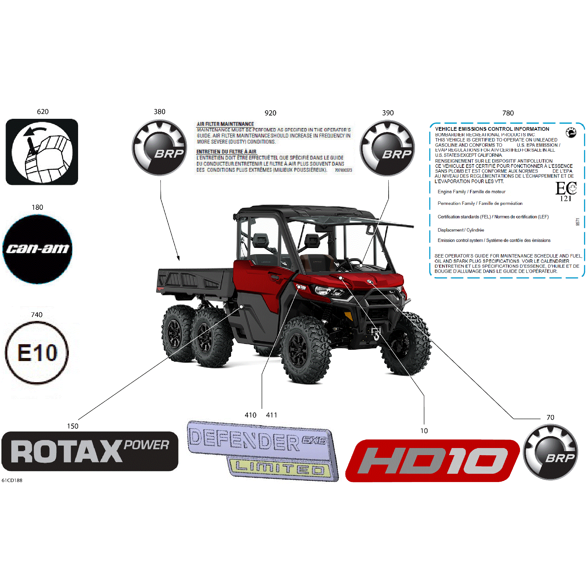 An Image of a Genuine Can-Am Parts Schematic Diagram showing the schematic - BODY - DECALS