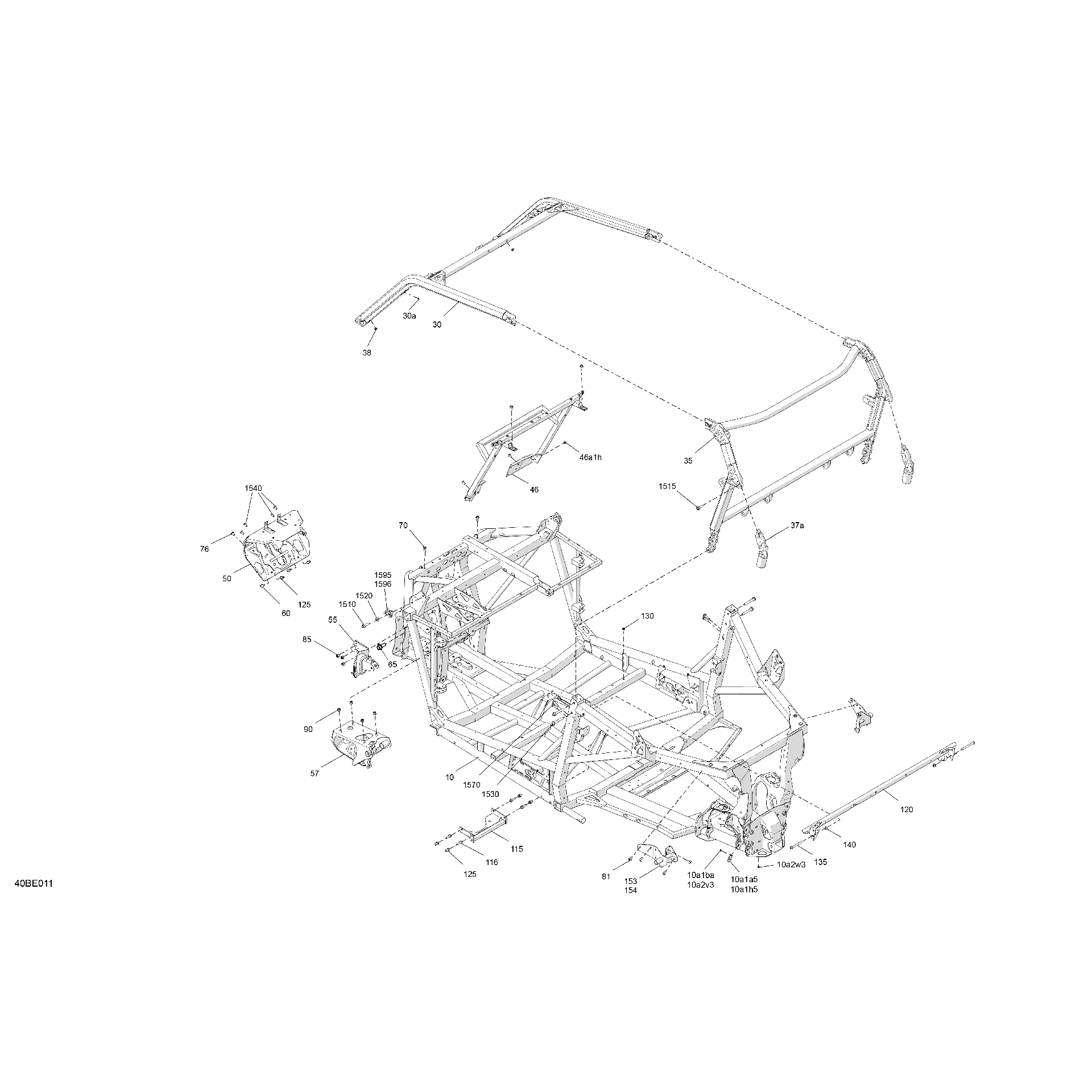 An Image of a Genuine Can-Am Parts Schematic Diagram showing the schematic - FRAME - SYSTEM