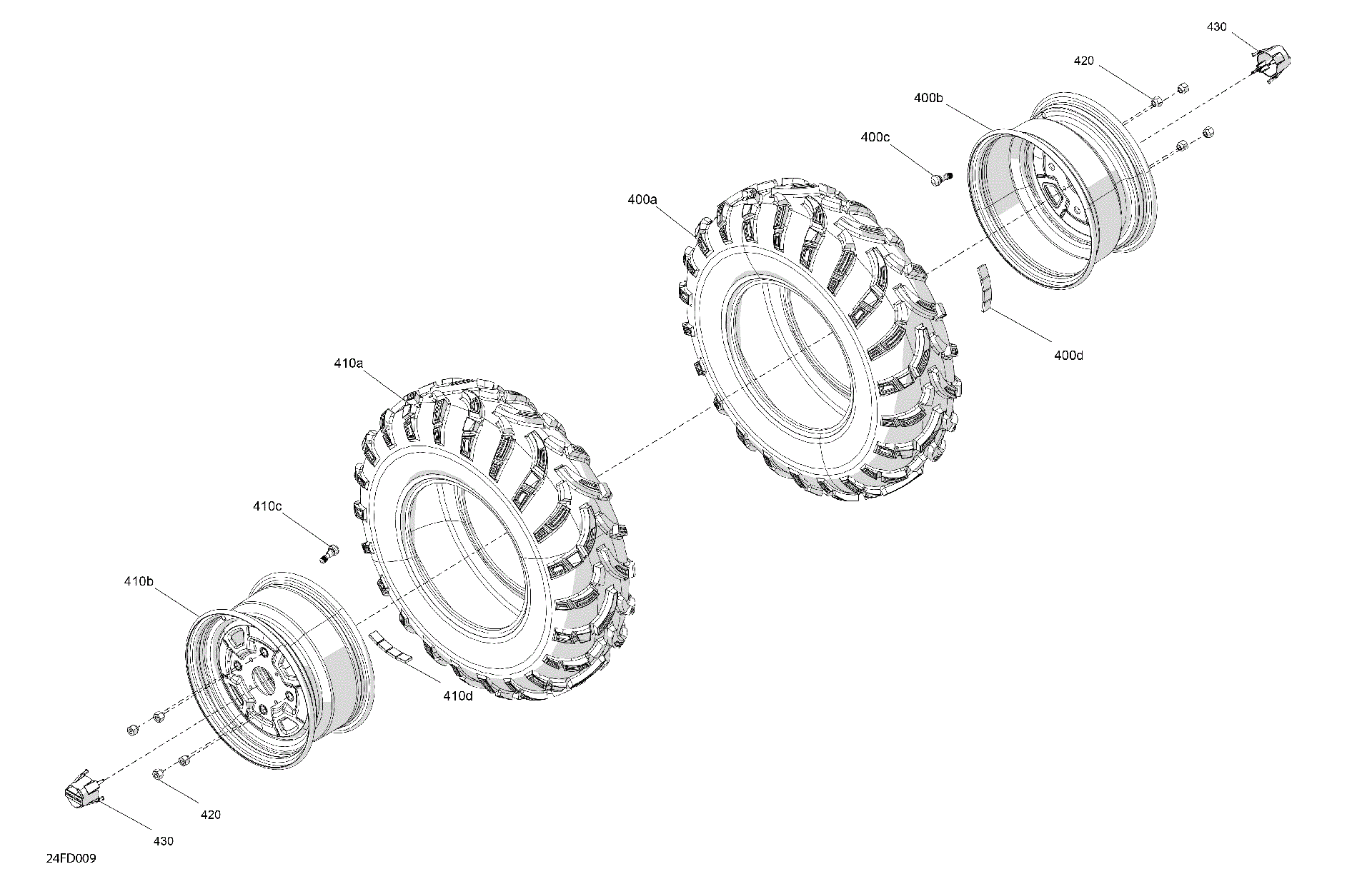 An Image of a Genuine Can-Am Parts Schematic Diagram showing the schematic - DRIVE - FRONT WHEELS