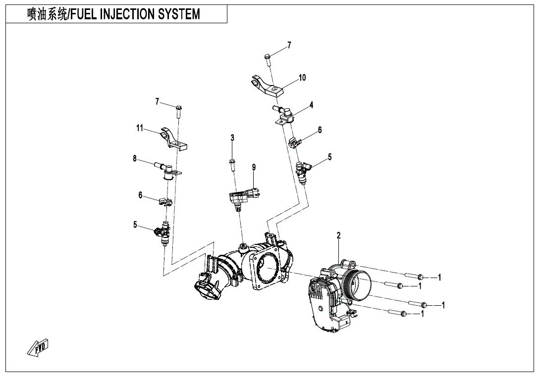 Exploded diagram of a CF Moto Throttle Body Assembly with labeled parts, sensors, screws, and brackets. Find genuine OEM throttle body assembly parts at Witchdoctors.com using the matching part numbers.