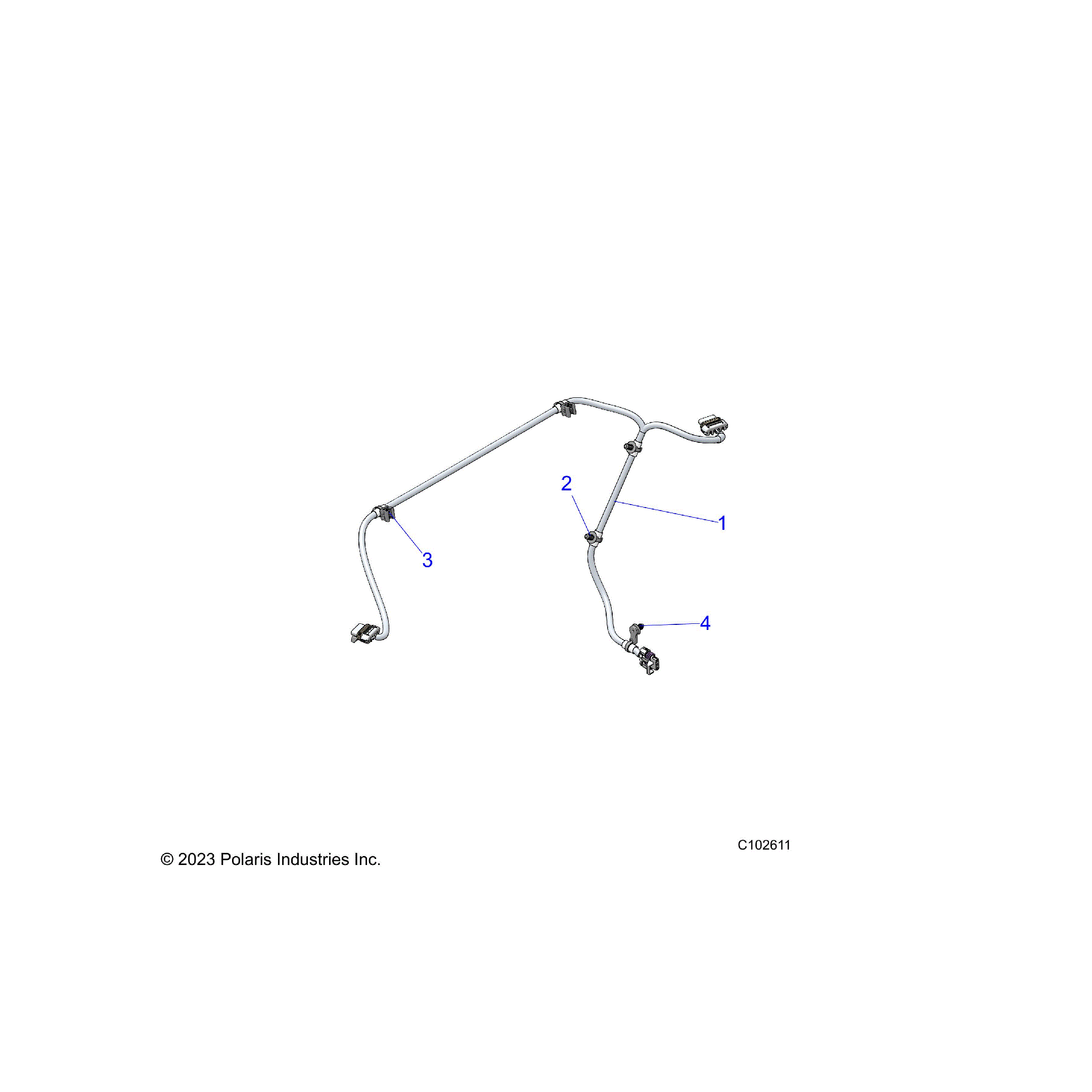 An Image of a Genuine Polaris Parts Schematic Diagram showing the schematic - ELECTRICAL: TAILLIGHT HARNESS - 2025 POLARIS SPORTSMAN TOURING 570 ULTIMATE