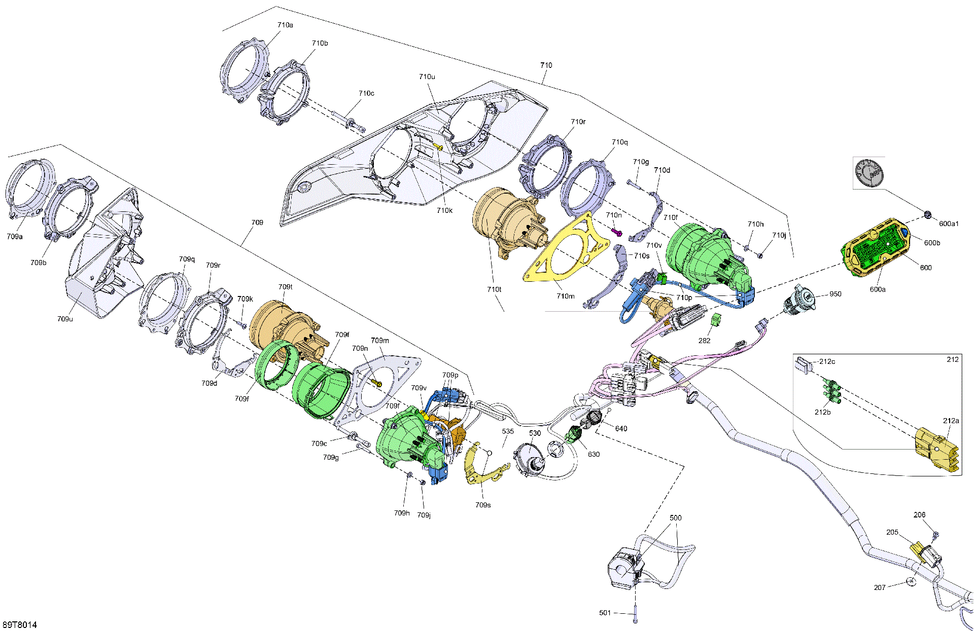 An Image of a Genuine Can-Am Parts Schematic Diagram showing the schematic - ELECTRIC - FRONT SECTION