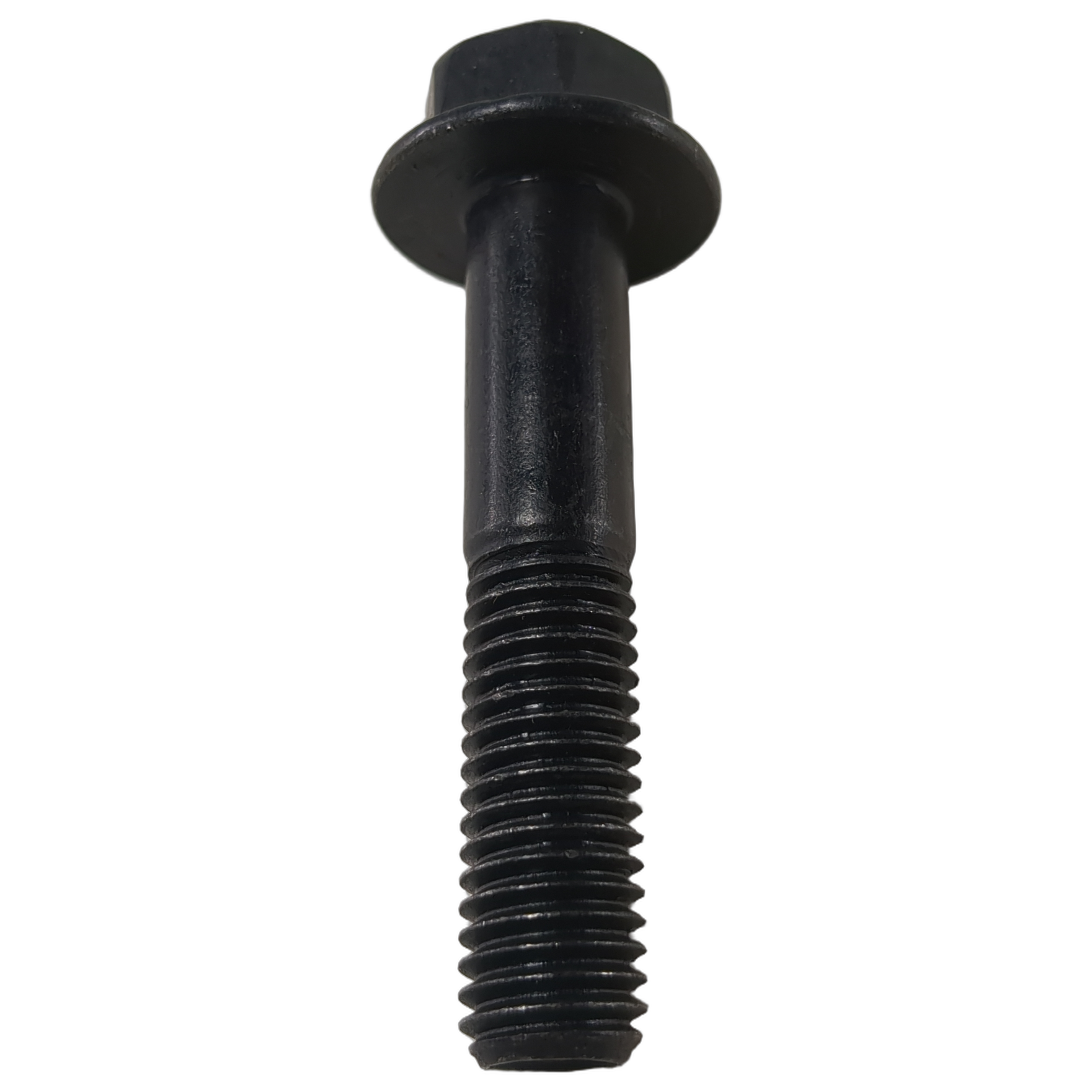 Black metal flange screw M12x60 with hex head and partially threaded shaft.