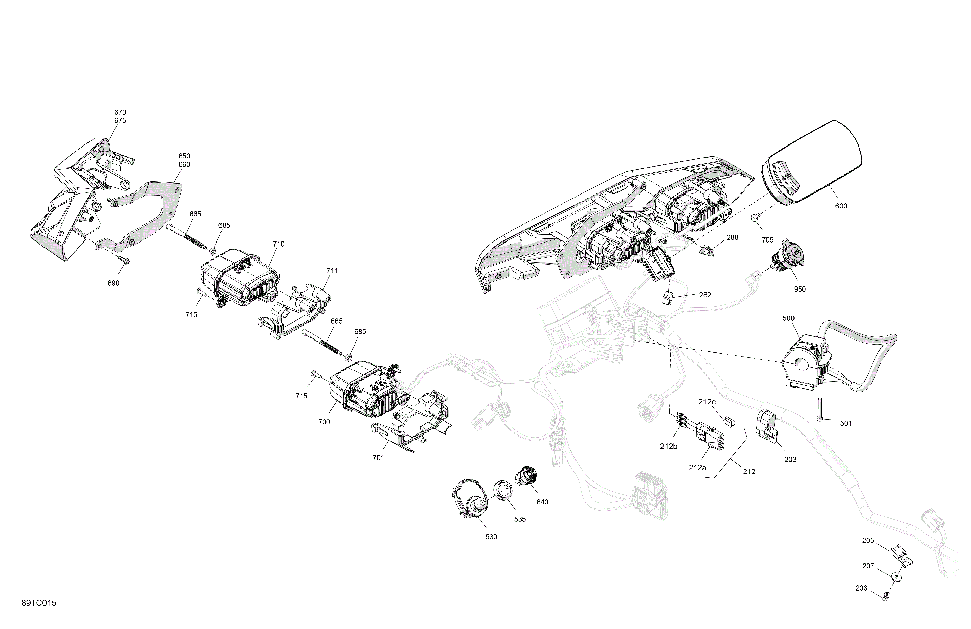 An Image of a Genuine Can-Am Parts Schematic Diagram showing the schematic - ELECTRIC - FRONT SECTION
