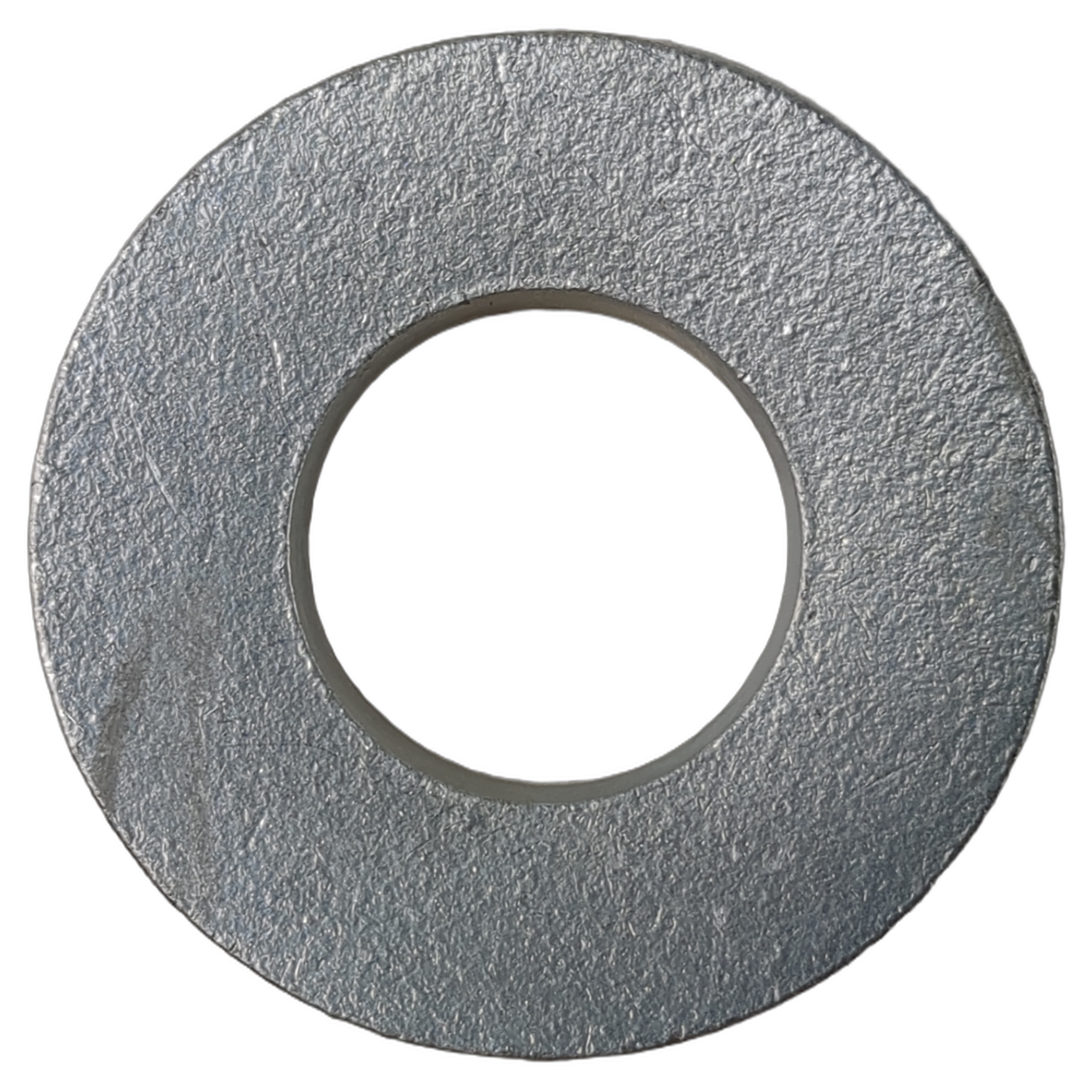 Gray metal conical spring washer with textured surface and central hole.