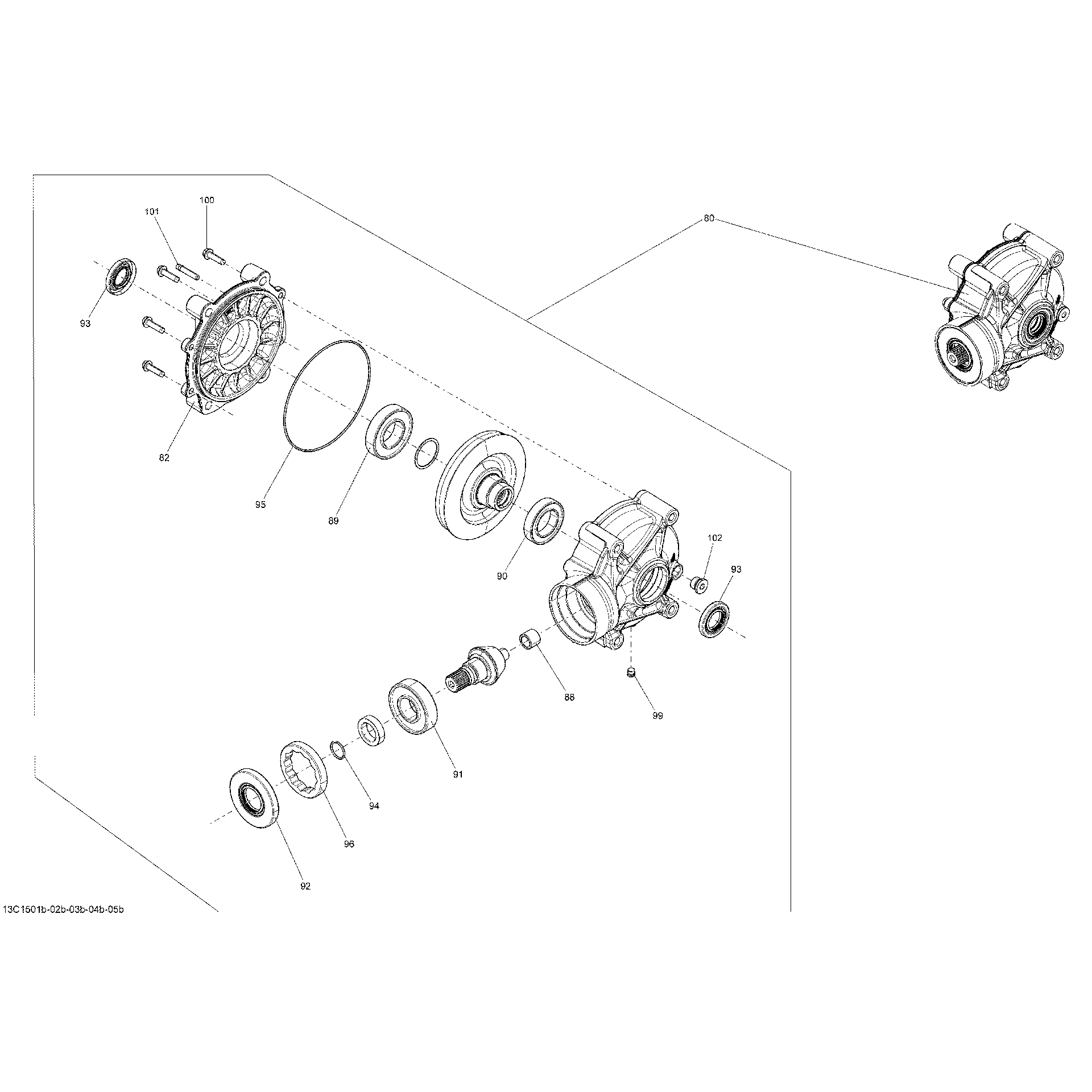An Image of a Genuine Can-Am Parts Schematic Diagram showing the schematic - DRIVE SYSTEM REAR _DIFFERENTIAL_13C1502B