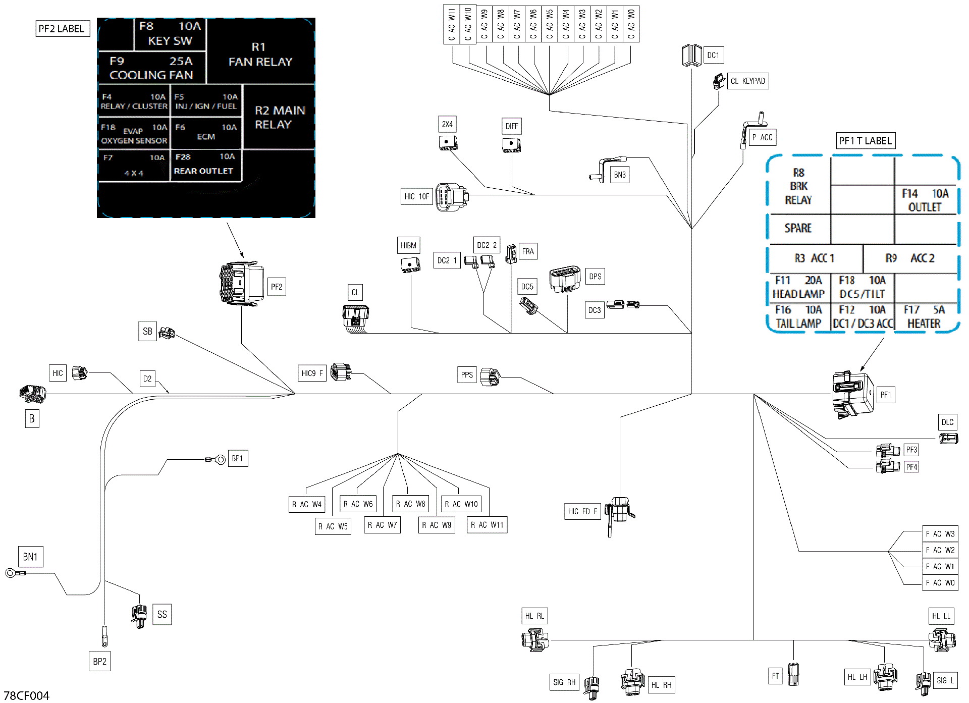 An Image of a Genuine Can-Am Parts Schematic Diagram showing the schematic - ELECTRIC - MAIN HARNESS - 710008773