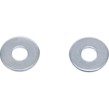 Two circular Washers Fender M6 x 18 by Bolt, made of silver zinc plated steel, are shown side by side on a white background. Each has a large central hole.