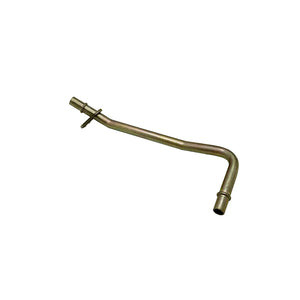 Curved metal oil line tube with fittings on both ends, bronze finish.