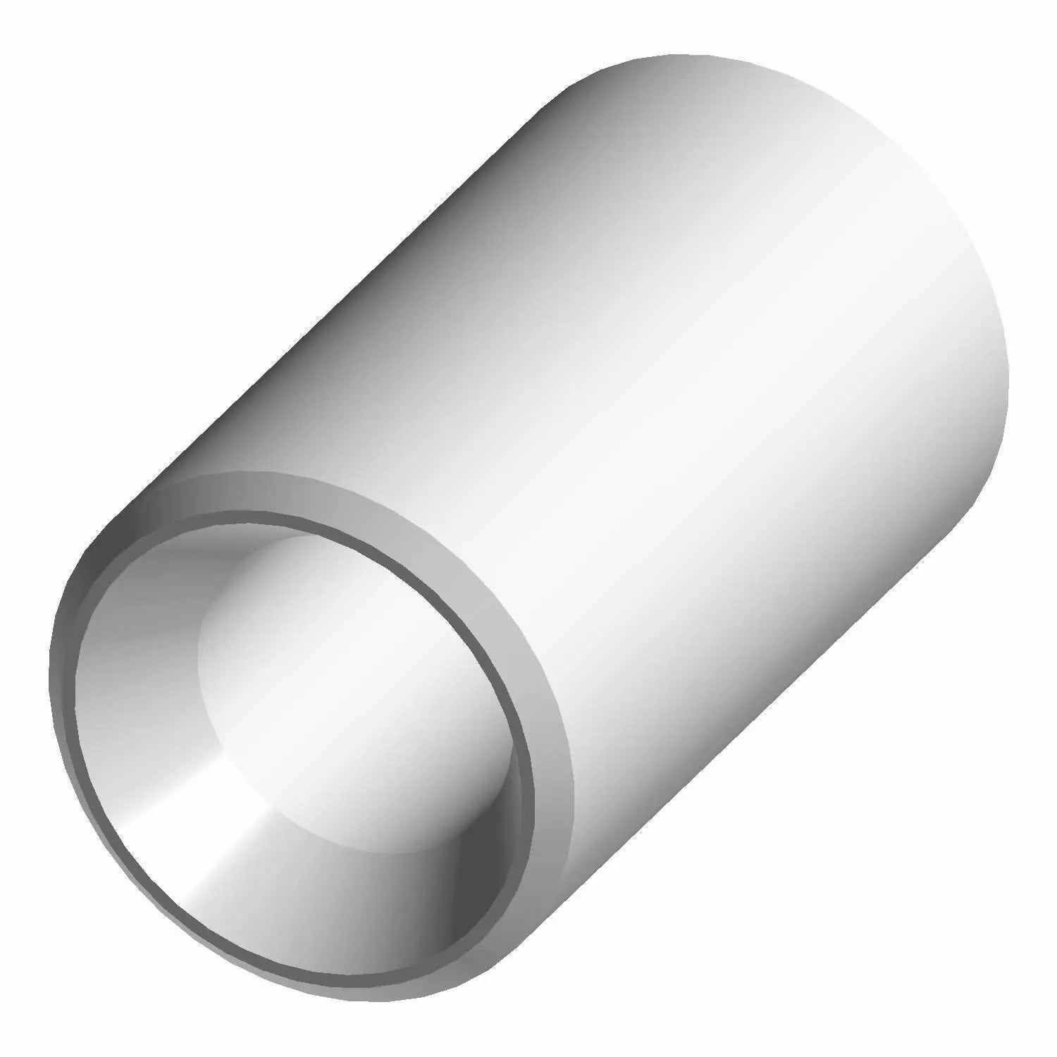 Silver cylindrical metal oil filter adapter with smooth finish and hollow interior.