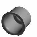 Smooth cylindrical gray metal fuel rail end cap with a slightly flared rim and rounded inner surface.