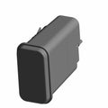 Matte black rectangular activated carbon canister with smooth edges and mounting tabs.
