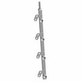 Matte black metal fuel rail with four mounting brackets and three fuel injector ports.